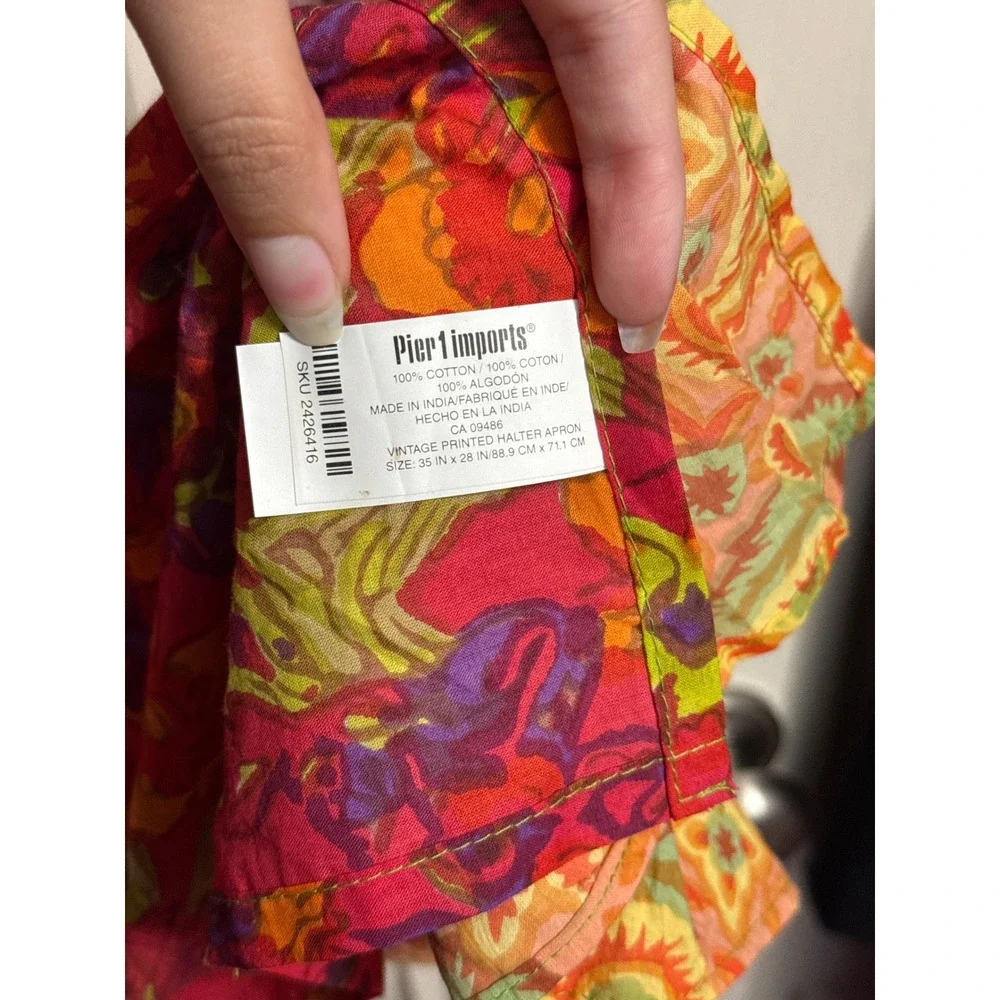 Pier 1 Floral Tiered Halter Kitchen Apron Boho Maximalist Dopamine‎ Cottagecore